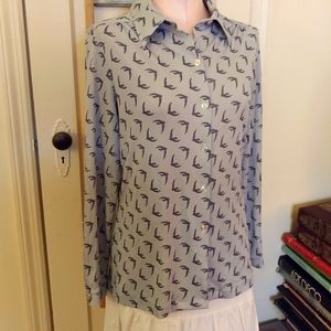 Gray Top Alfred Dunner Long Sleeve Button Down